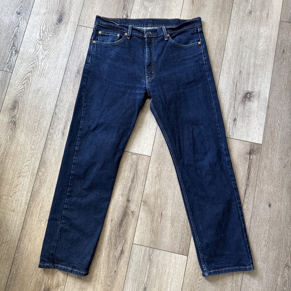 LEVIS MEN DARK BLUE JEAN 505 38X32 REGULAR STRAIGHT CLASSIC COTTON DENIM #647